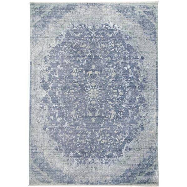 HomeRoots Blue and Gray 2 ft. x 3 ft. Abstract Area Rug