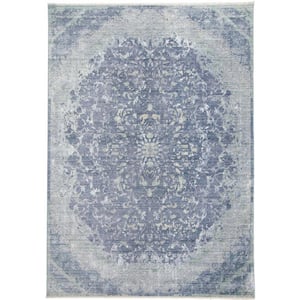 Blue and Gray 2 ft. x 3 ft. Abstract Area Rug