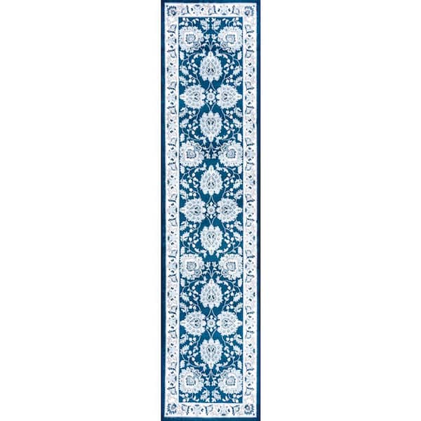 Cherie French Cottage Navy/Ivory 2 ft. x 10 ft. Runner Rug