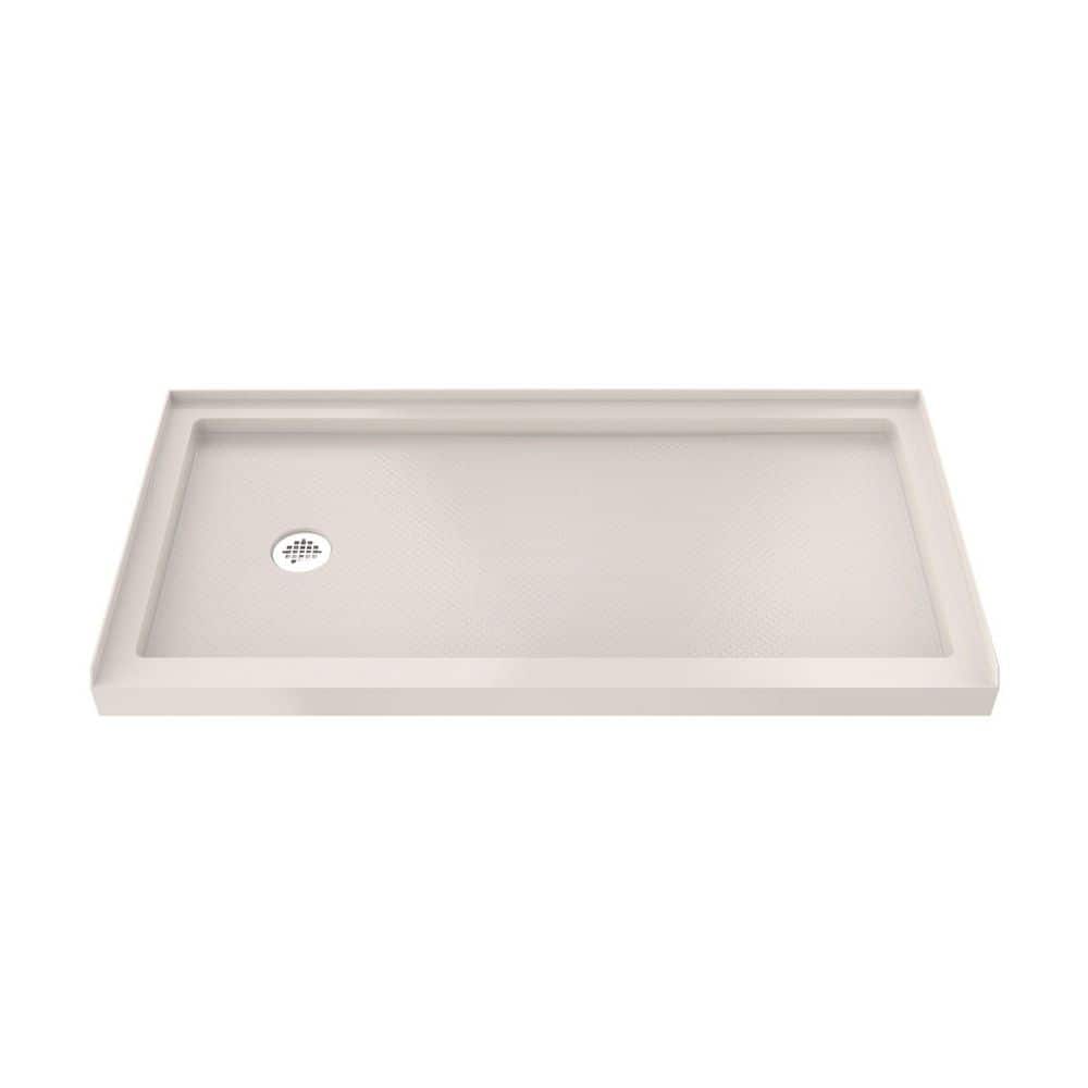 SlimLine 60 in. L x 36 in. W Alcove Rectangular Biscuit Shower Pan Base with 2 in. Round Left Drain in Brushed Nickel price history on PriceWatchPro