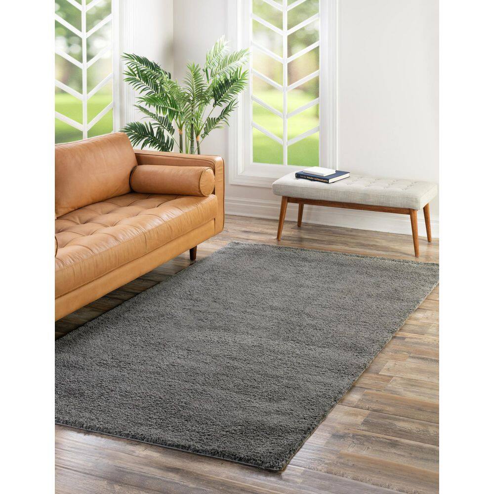 Gray High Pile Shag 8' x 10' Area Rug