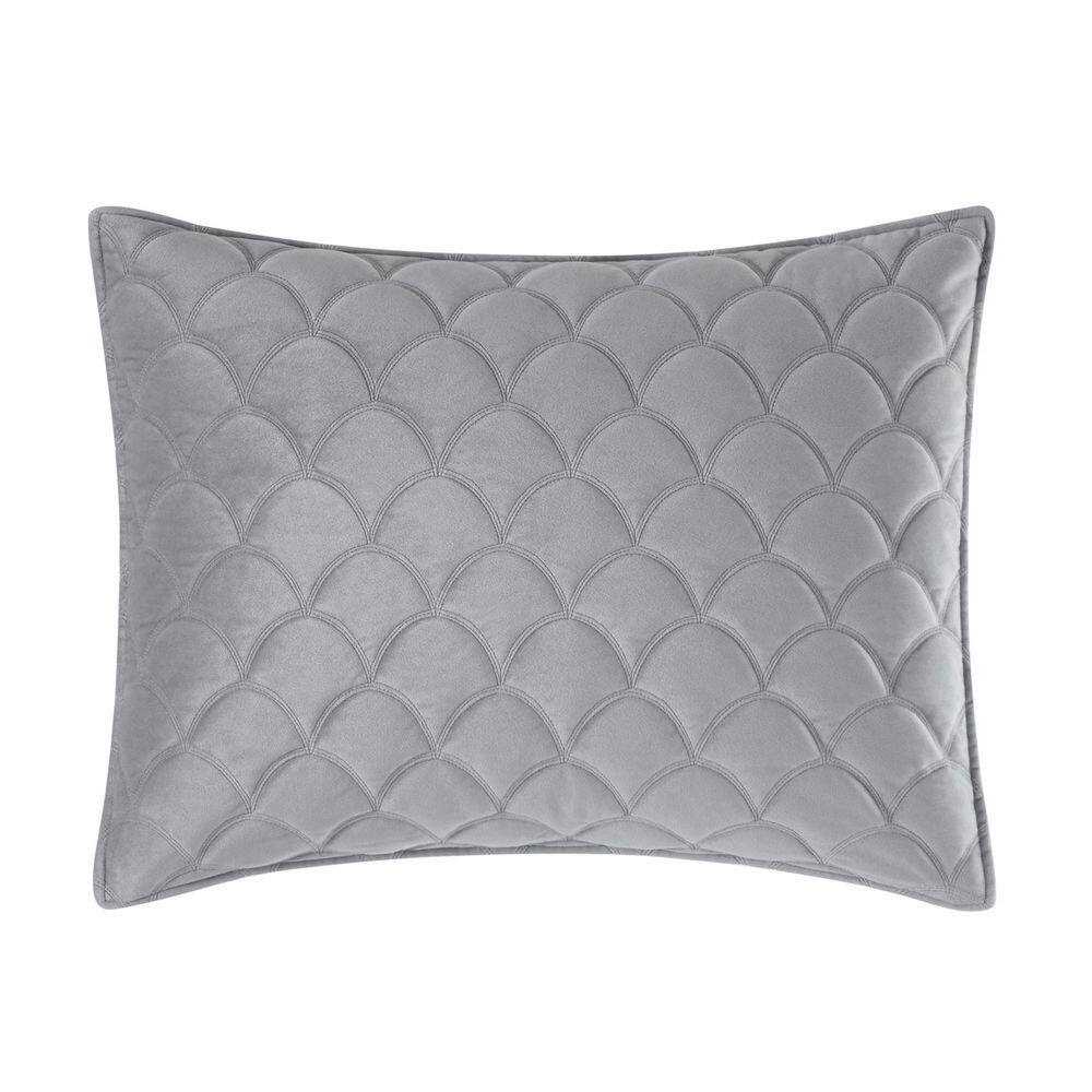 Light Grey Velvet Reversible Full Quilt Set with Cotton Fill