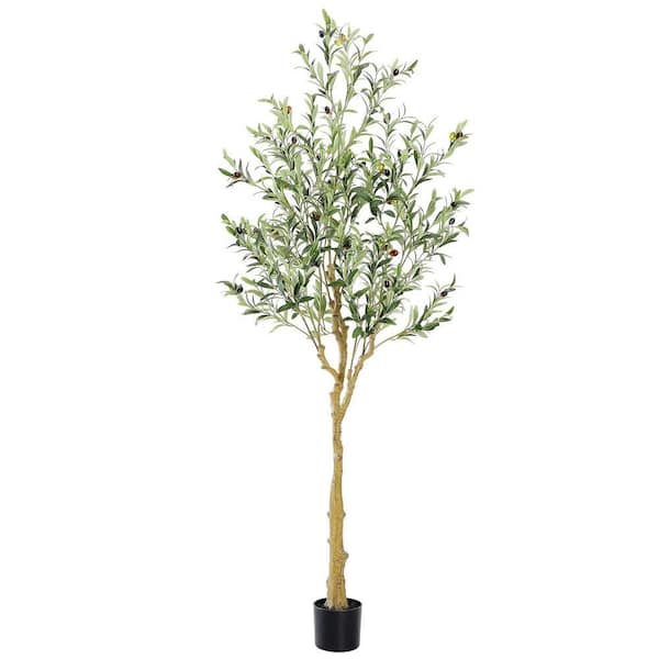 Indoor Outdoor 6 ft. Realistic Texture Potted Silk Artificial Olive ...