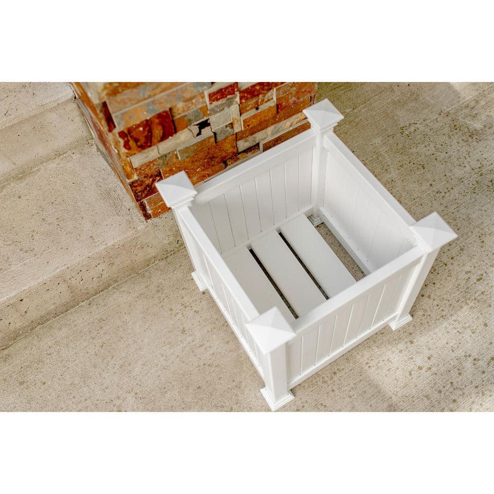 White Vinyl 16" Classic Outdoor Planter Box