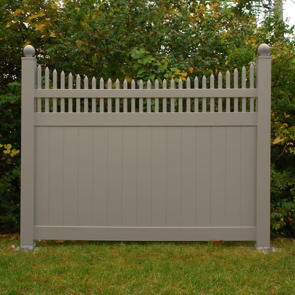 Halifax 6 ft. H x 8 ft. W Khaki Vinyl Privacy Fence Panel Kit