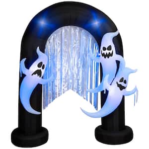 9 ft. Tall Halloween Inflatable Ghost Archway with Flickering Black Lights and Metallic Streamers