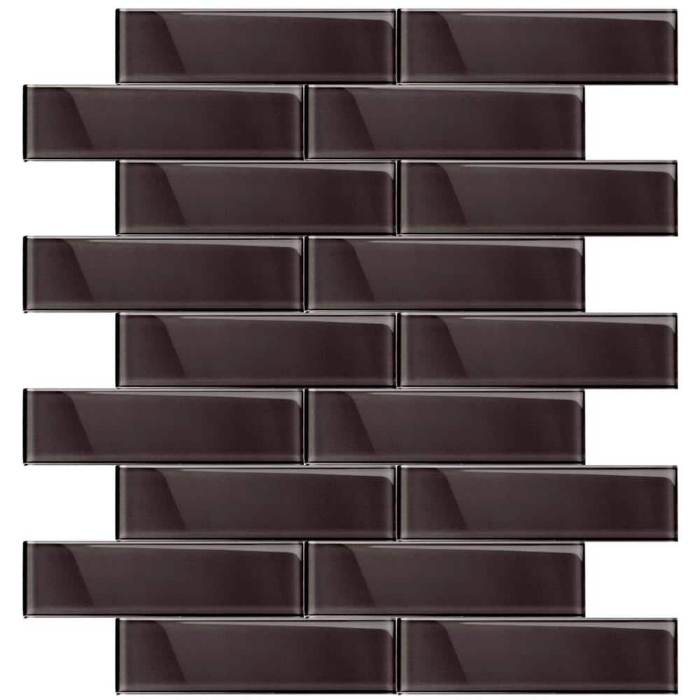 Ash Gray 3 in. x 12 in. Polished Glass Mosaic Tile Sample (0.25 sq. ft./Piece) price history on PriceWatchPro