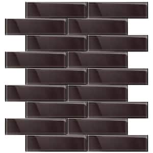 Ash Gray 3-in. x 12-in. Polished Glass Mosaic Floor and Wall Tile (5 Sq ft/case)