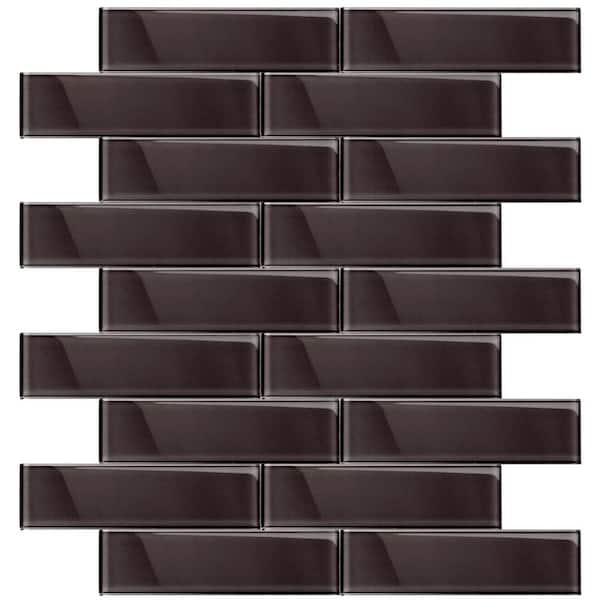 Apollo Tile Ash Gray 3-in. x 12-in. Polished Glass Mosaic Floor and Wall Tile (5 Sq ft/case)