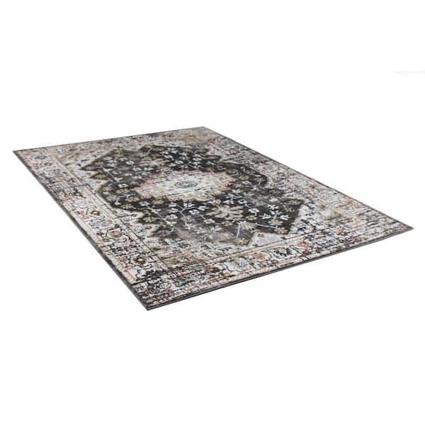 Ashland Charcoal 8 ft. x 10 ft. (7 ft. 6 in. x 9 ft. 6 in.) Geometric Transitional Area Rug