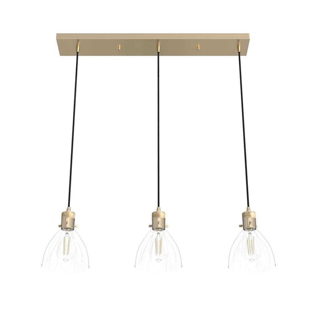 Alturas Gold 30" Linear LED Cluster Pendant with Clear Glass