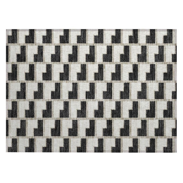 Chantille Machine Washable Indoor/Outdoor Abstract ACN2416 Black 2 ft. x 3 ft. Accent Rug