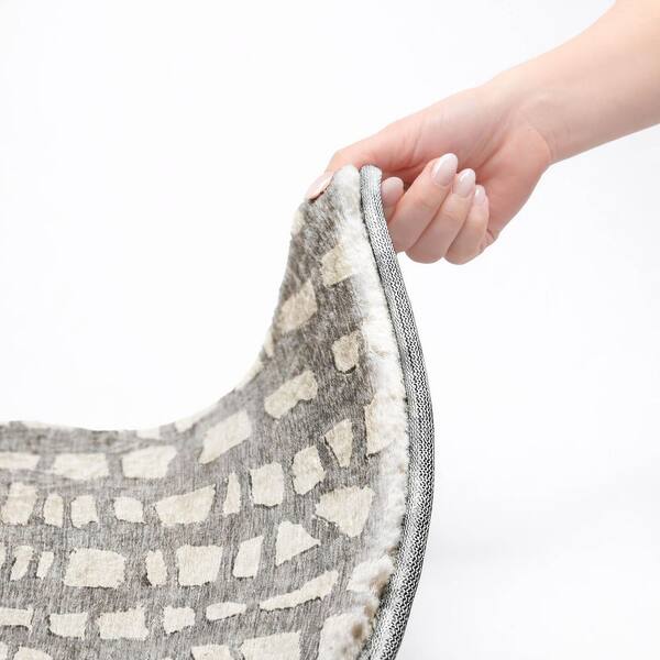 Dream Shag Premium Machine Washable Abstract ADS754 Gray 2 ft. x 7 ft. Runner Rug