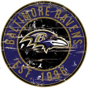 24" NFL Baltimore Ravens Round Distressed Sign