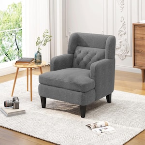 Modern Teddy Fabric Upholstered Armchair Accent Chair, Dark Grey