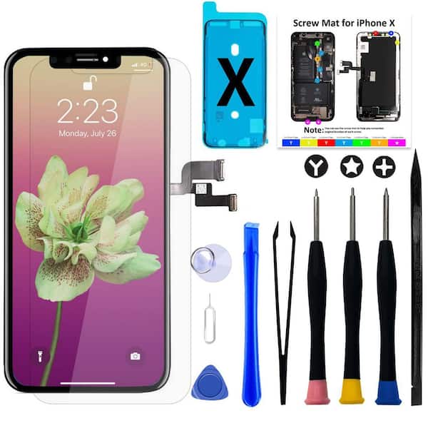 OLED Screen Replacement for iPhoneX 5.8" 3D Touch Display Digitizer with Frame, Repair Tools & Tempered Glass Protector