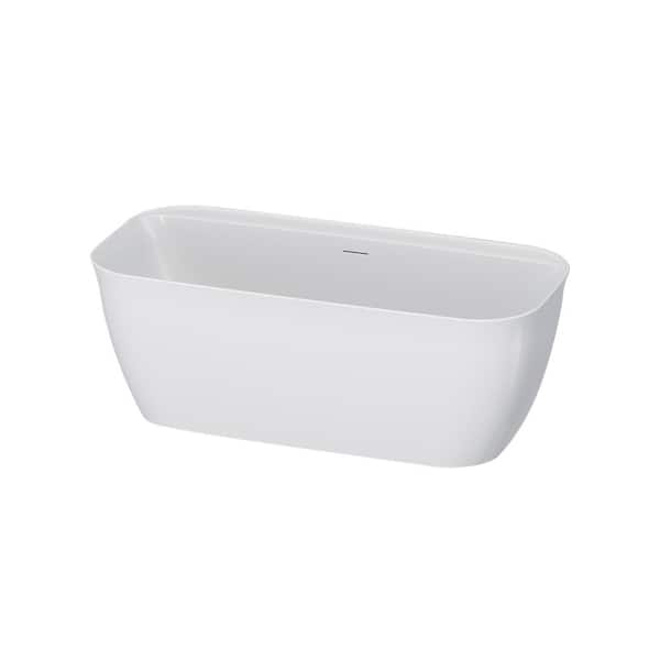 A&E Panya 63 in. x 31.5 in. Soaking Bathtub with Middle Drain in White
