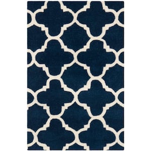 Chatham Dark Blue/Ivory Doormat 2 ft. x 3 ft. Geometric Multi-Trellis Area Rug