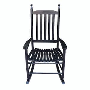 Wood Indoor Outdoor Rocking Chair, Wooden Furniture Adults Rocker for Porch Balcony Garden, Black (Set of 1)