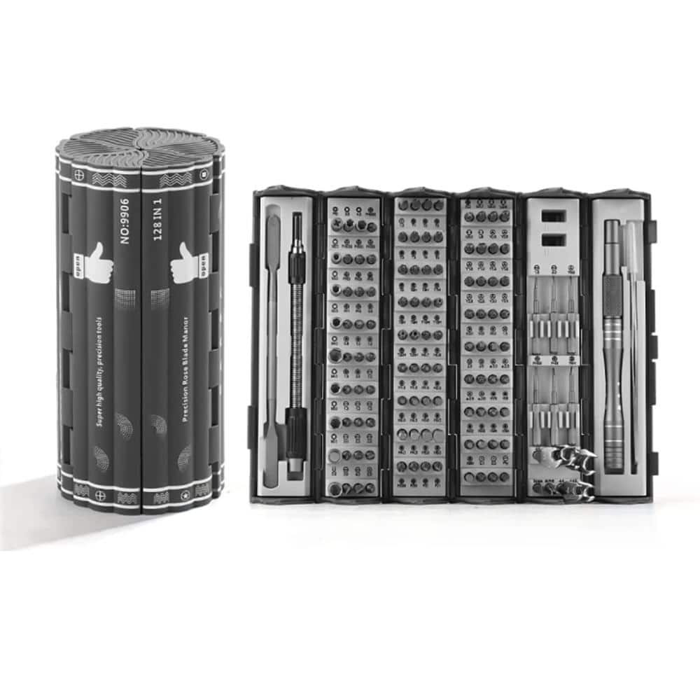 128-Piece Precision Screwdriver Set with Roll-Up Cylinder Case, S2 Steel Bits, Handle, Pry Tool and Tweezers