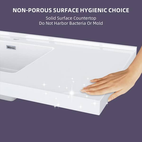 Zeafive 48 in. W x22 in. D Solid Surface White Rectangular