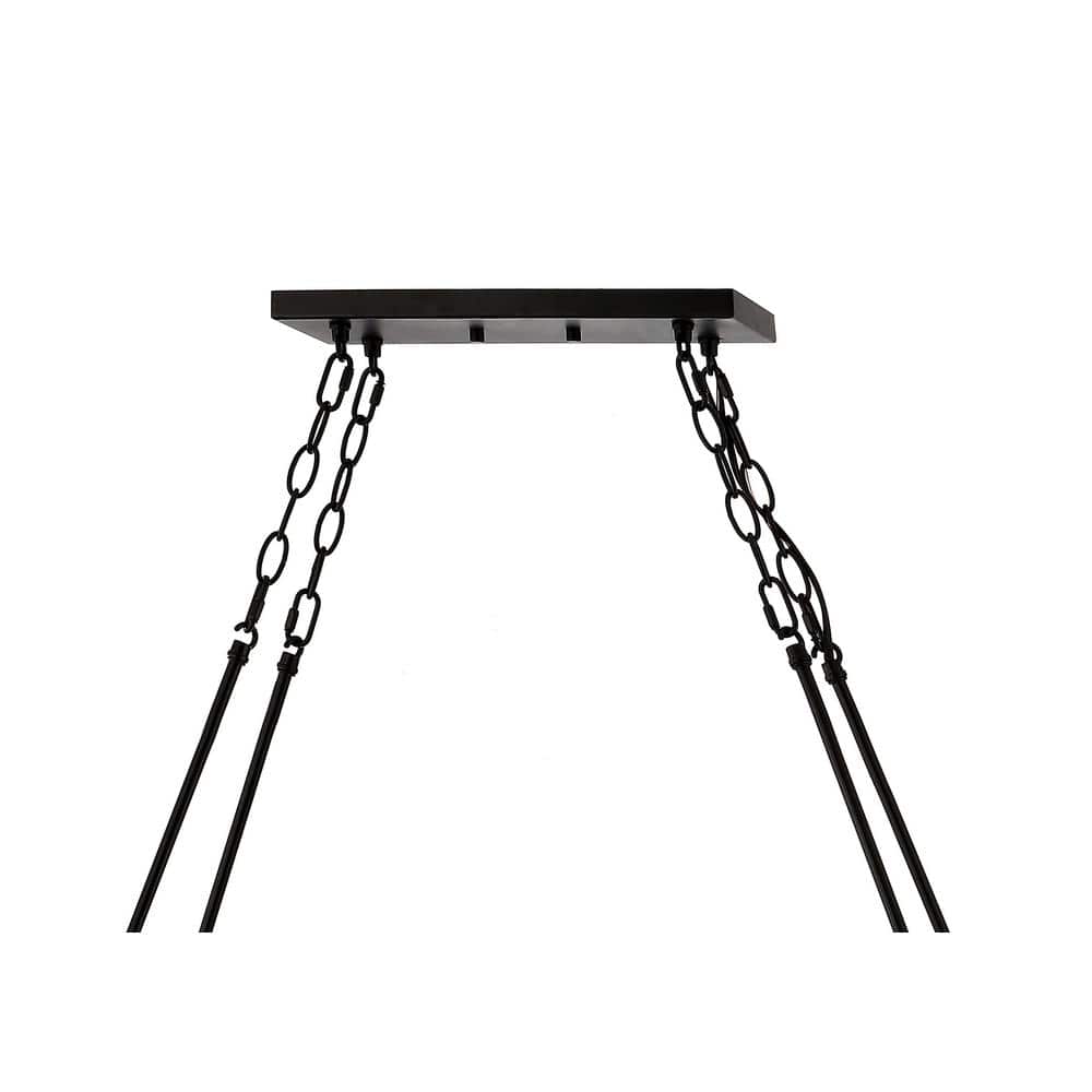 Athos 45.5" 12-Light Black Iron Rustic Farmhouse Chandelier