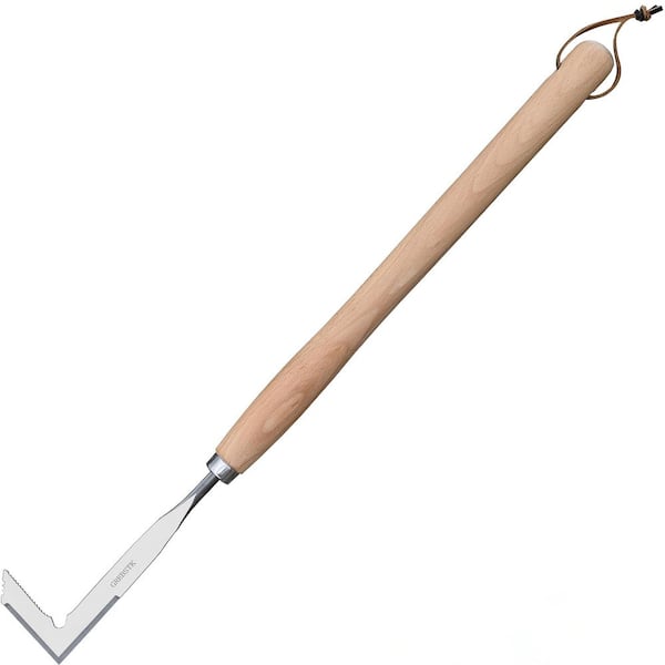 OGETFUUR 15.7 in. Crack Weeder Crevice Weeding Tool Stainless Steel Manual Weeder Beech Handle Gardening Tool