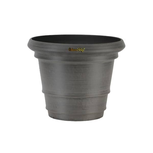 GreenShip Heavy Rim 15 in. W x 12 in. H Charcoal Indoor/Outdoor Resin Decorative Planter 1-Pack