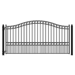 Paris Style 18 ft. x 6 ft. Black Steel Single Swing Driveway Fence Gate