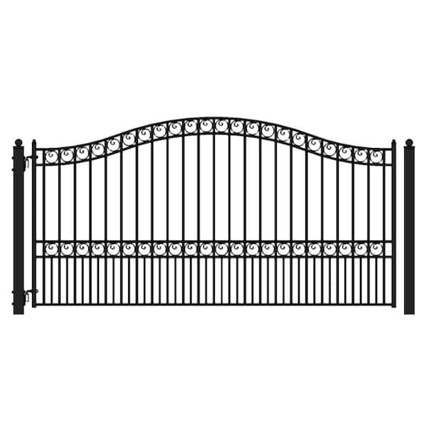 ALEKO Paris Style 18 ft. x 6 ft. Black Steel Single Swing Driveway Fence Gate
