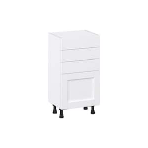 Mancos Bright White Shaker Assembled Shallow Base Kitchen Cabinet with 3-Drawers (18 in. W x 34.5 in. H x 14 in. D)