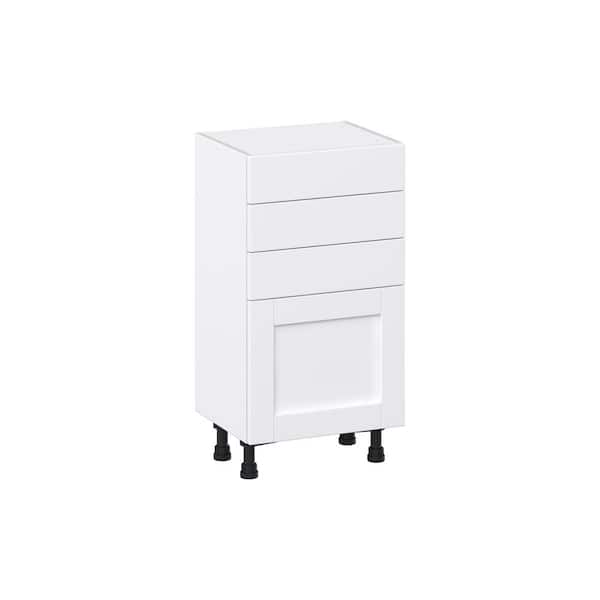 J COLLECTION Milton 18 in. W x 14 in. D x 34.5 in. H Assembled Shaker Base Kitchen Cabinet in Bright White with 3 Drawers