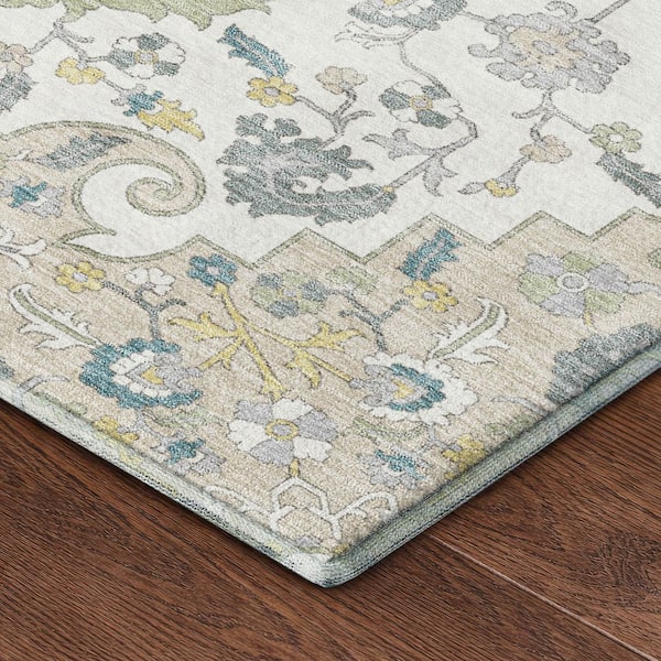 Mayfield Premium Machine Washable Abstract AMF2564 Ivory 9 ft. x 12 ft. Area Rug