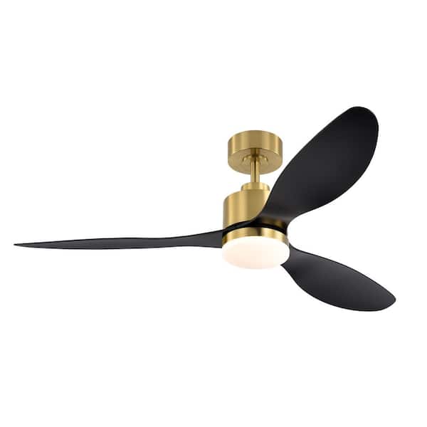 Breezary Sawyer 52 in. Integrated LED Indoor Gold Ceiling Fans with Light and Remote Control