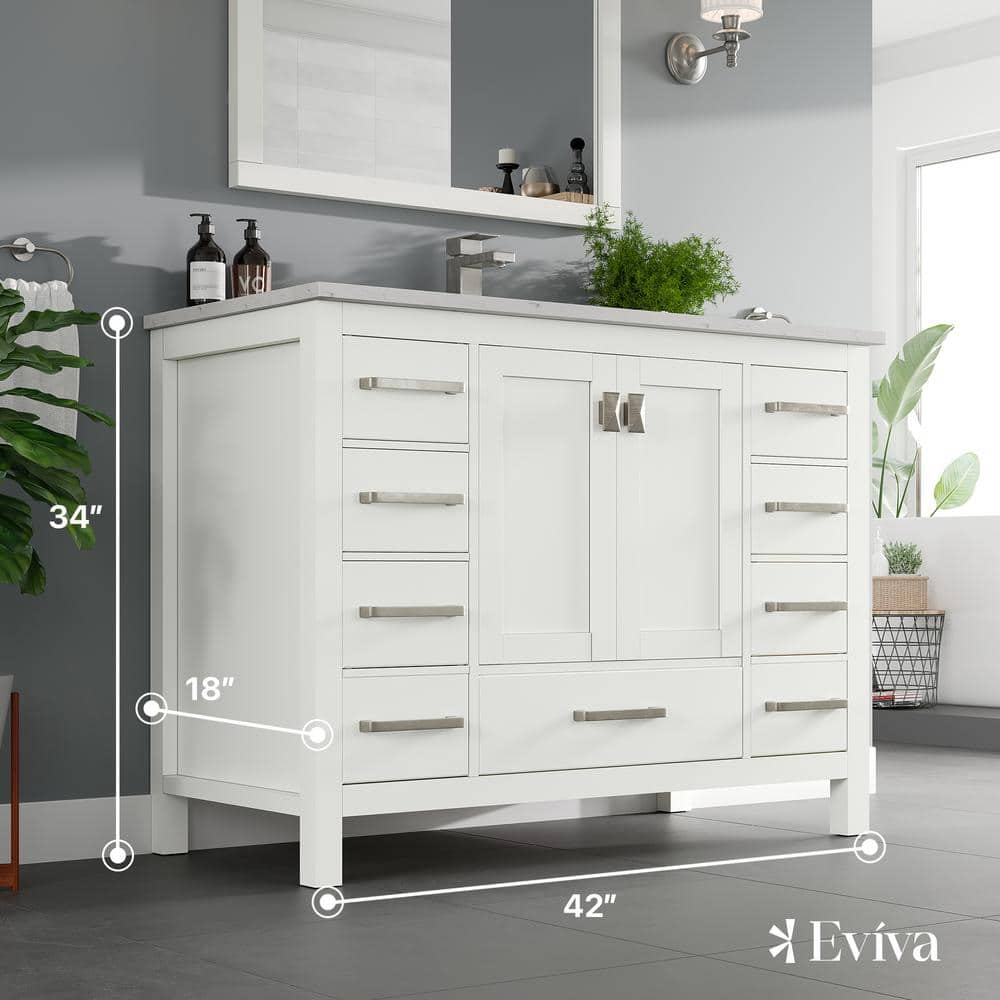 42" White Carrara Marble Single Bathroom Vanity