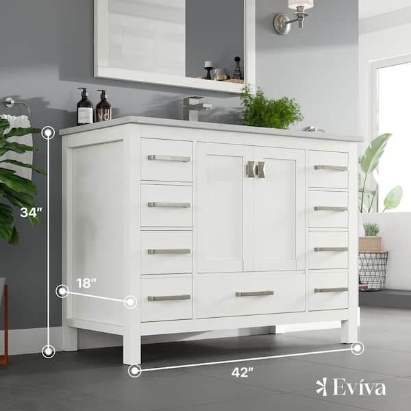 Eviva London 48 in. W x 18 in. D x 34 in. H Single Sink Freestanding Bath Vanity in Gray with White Carrara Quartz Top