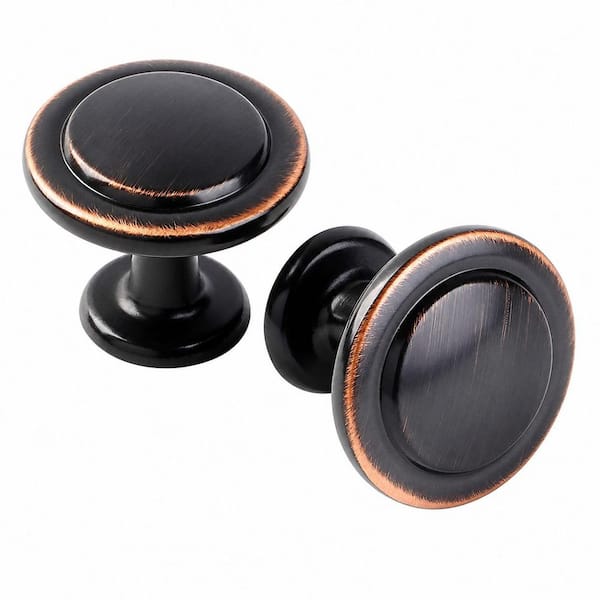 1-1/4 in. Diameter 10 Pack Oil Rubbed Bronze Finish Round Cabinet Knobs Smooth Edge Single Hole Pulls for Drawer