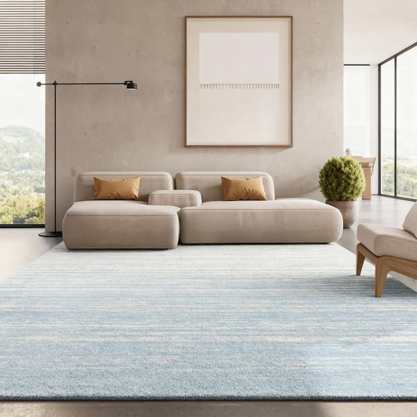 Adirondack 12 ft. x 12 ft. Square Slate/Cream Solid Color Striped Area Rug