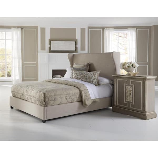 PRI Cream Queen Upholstered Bed