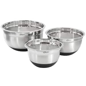 Oswalt 3-Piece Mixing Bowl Set with Non-Slip Bases in Silver