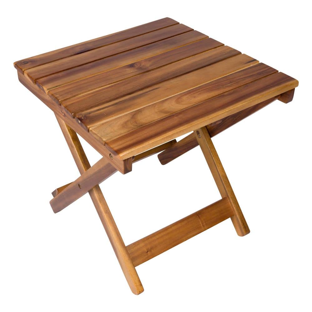 Shine Company 19in. Oak Adirondack Outdoor Square Folding Acacia