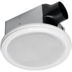 Decorative White 90 CFM Bluetooth Stereo Speaker Bath Fan with LED Light