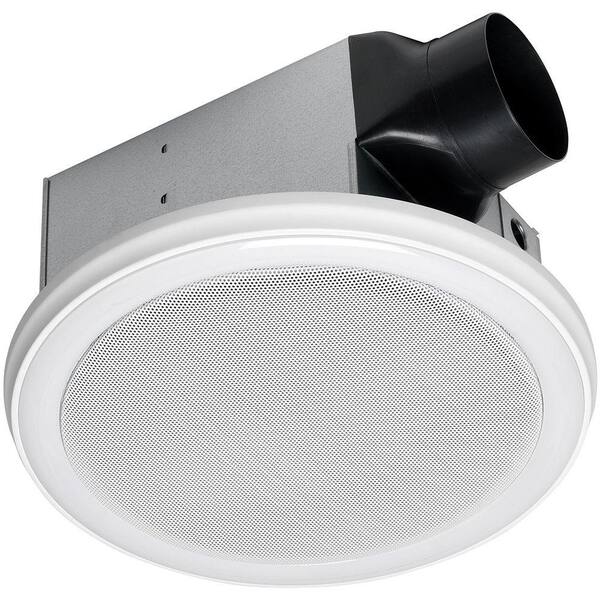 Home Netwerks Decorative White 90 CFM Bluetooth Stereo Speaker Bath Fan with LED Light