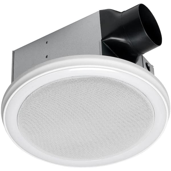 Home Netwerks Decorative White 100 CFM Bluetooth Stereo Speakers Bathroom Exhaust Fan with LED Light and Remote