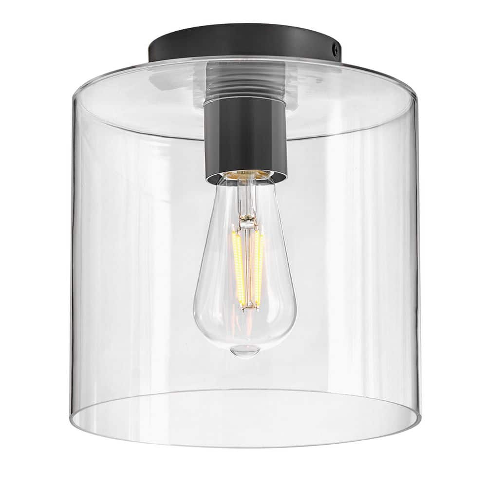 Pippa 8.5" Black and Clear Glass LED Flush Mount