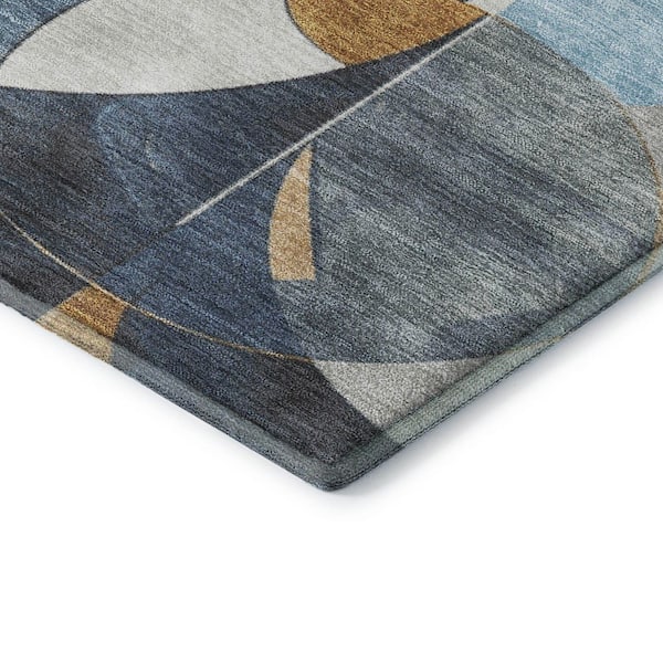 Mayfield Premium Machine Washable Abstract AMF2175 Blue 8 ft. x 10 ft. Area Rug