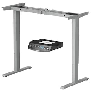 23 in. Gray Rectangle Coffee Table Electric Adjustable Standing Up Desk Frame Dual Motor with Controller