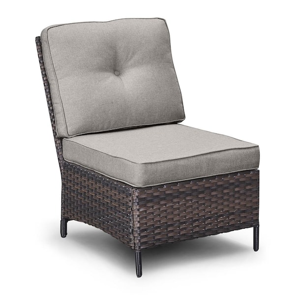 Gymojoy Carolina Wicker Outdoor Sectional with Gray Cushions