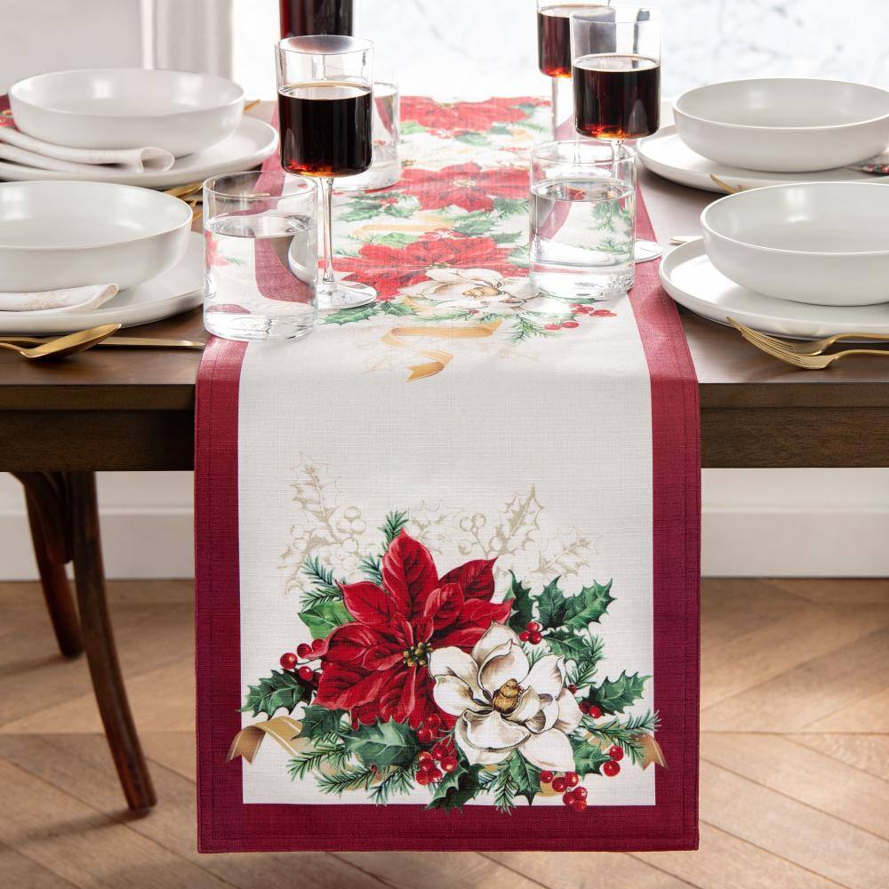 "Poinsettia Garlands Engineered Table Runner, Multicolor - 13""W x 70""L" price history on PriceWatchPro