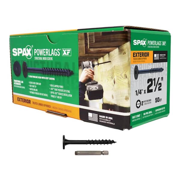 1/4 in. x 2-1/2 in. Black Powerlags XF Exterior T40 T-Star Pancake Head Structural Wood Lag Screws (50 pcs)